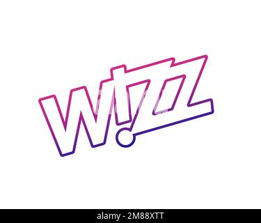 Wizz Air UK, gedrehtes Logo, weißer Hintergrund Stockfoto