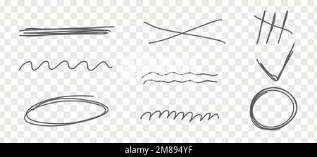Schraffurlinien von Hand zeichnen. Anderer Stiftkratzer. Doodle isolierter Vektor. Stock Vektor