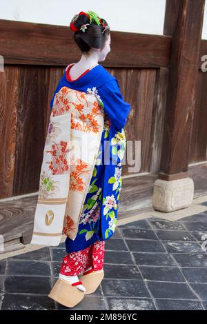 Eine maiko und Geisha schießen auf Manpakuji, Kyoto Stockfoto