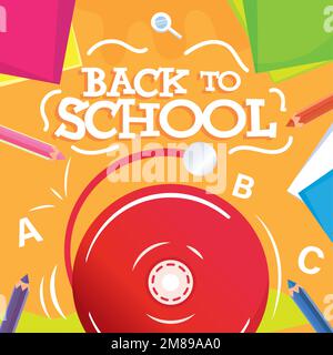 Isolierter Schulring Zurück zur Schule Comic Poster Vector Stock Vektor