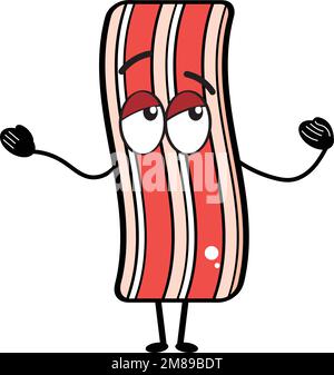 Isolierter süßer Bacon-Cartoon-Charakter-Vektor Stock Vektor