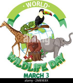 Illustration des Banners zum Welttag der Tierwelt Stock Vektor