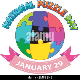 National Puzzle Day Banner Design Illustration Stock Vektor
