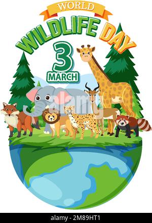 Illustration des Banners zum Welttag der Tierwelt Stock Vektor