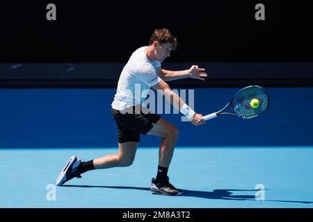 Melbourne Park 13/1/2023. Casper RUUD (NOR) in Aktion während des Trainings bei den Australian Open 2023. Corleve/Alamy Live News Stockfoto
