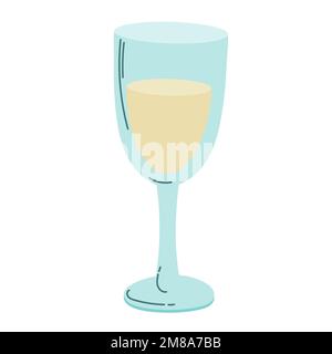 Champagner mit einem Weinglas. Festliche Ikonen für Feier und Karneval. Stock Vektor