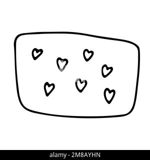 Pudelkarte mit süßem Herzen. Handgezeichneter Nachrichten-Chat auf weißem Hintergrund. Zeichen der Kommunikation, Chats, E-Mail-Dialog, Valentinstag, Liebe. Telefon, ich Stock Vektor