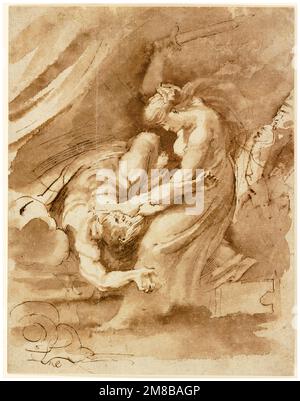 Peter Paul Rubens Zeichnung, Judith Holofernes Enthauptung, Stift und Tinte mit Waschanlage, 1609-1610 Stockfoto