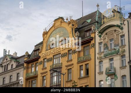 Grand Hotel Europa Building am Wenzelsplatz - Prag, Tschechische Republik Stockfoto