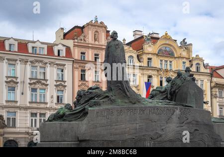 Jan Hus-Gedenkstätte am Altstädter Ring - Prag, Tschechische Republik Stockfoto