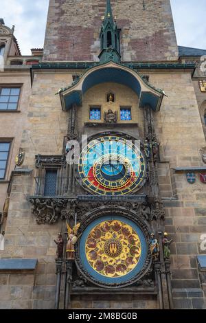 Astronomische Uhr im Alten Rathaus - Prag, Tschechische Republik Stockfoto