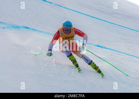 Wengen, Schweiz. 13. Januar 2023. 2023 FIS ALPINE WORLD CUP SKI, SG MENWengen, Schweiz, SUI 2023-01-13 - Freitag das Bild zeigt ROGENTIN Stefan (SUI) SECOND CLASSIFIED Credit: Independent Photo Agency/Alamy Live News Stockfoto