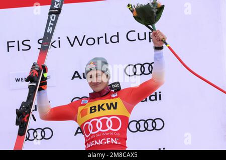 Wengen, Schweiz. 13. Januar 2023. 2021 FIS ALPINE WORLD CUP SKI, SG MENWengen, Schweiz, SUI 2023-01-13 - Friday Image Shows ODERMATT Marco (SUI) 3. CLASSIFIED Credit: Independent Photo Agency/Alamy Live News Stockfoto