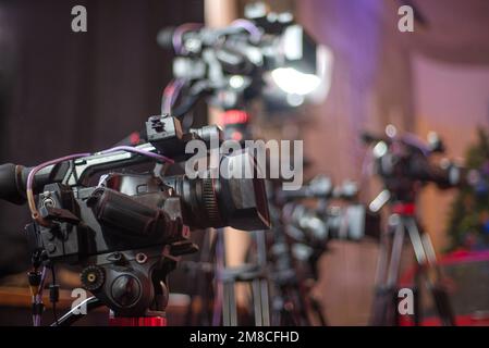 Vorbereitung für Aufnahmen von einem Konzert im Fernsehen Stockfoto