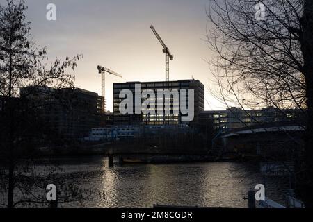 Berlin, Deutschland. 13. Januar 2023. Die Europacity, auch bekannt als Heidestrasse Entwicklungsgebiet oder Heidestrasse Stadtviertel am 13. Januar 2023, ist ein Stadtplanungswerk, das sich vor allem nördlich des Europaplatzes am Berliner Hauptbahnhof befindet. (Foto: Michael Kuenne/PRESSCOV/Sipa USA) Guthaben: SIPA USA/Alamy Live News Stockfoto