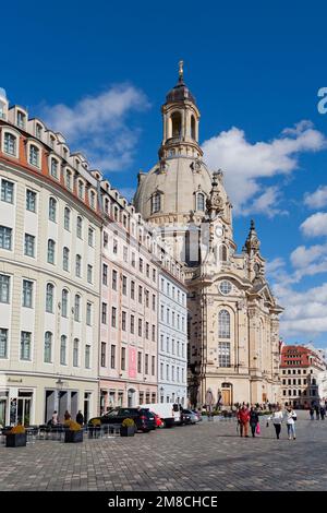 Panoramablick auf die Frauenkirche in Dresden Stockfoto