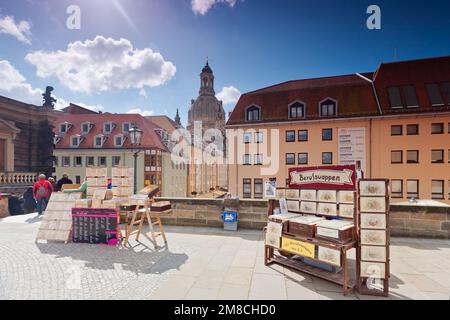 Panoramablick auf die Dresdner Altstadt Stockfoto