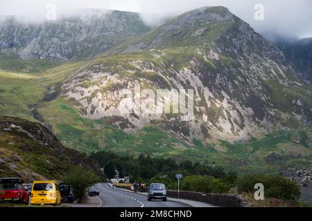 Berglandschaft im Ogwen Valley, Snowdonia-Nationalpark, Wales, Großbritannien Stockfoto