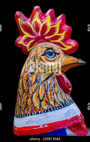 Rooster Statue Little Havana Downtown Miami, Florida, wurde 2002 gegründet und schuf verschiedene Künstler Symbol von Little Havana Stockfoto