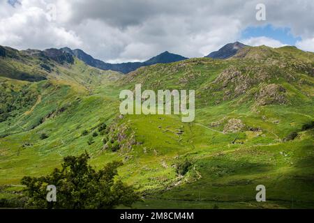 Mount Snowdon (Walisisch: Yr Wyddfa, ausgesprochen der höchste Berg in Wales, Großbritannien Stockfoto