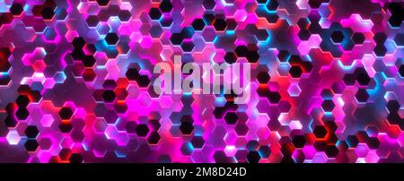 Neonfarbener Wabenhintergrund (3D Rendering) Stockfoto