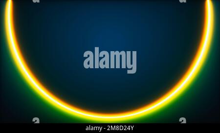 Abstrakter Hintergrund in Blau, Orange und Grün beleuchtet (3D-Rendering) Stockfoto