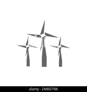 Symbole für Windkraftanlagen, allgemeine Grafikressourcen, Vektorabbildungen. Stock Vektor