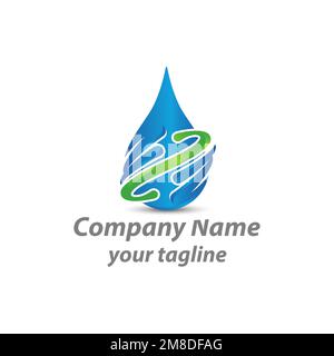 Logo-Vorlage für Tropfwasser, Kühlung und Heizung. Sanitär, Heizung, Gasversorgung, Klimaanlage.EPS 10 Stock Vektor