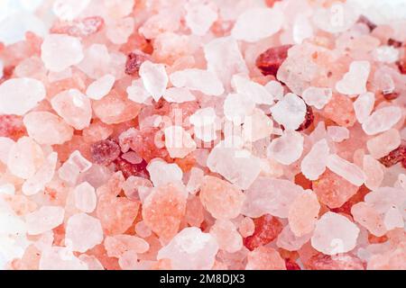 Pink Himalaya Salzkristalle Struktur Nahaufnahme. Stockfoto