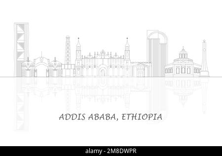 Skizzieren Skyline Panorama der Stadt Addis Abeba, Äthiopien - Vektor-Illustration Stock Vektor
