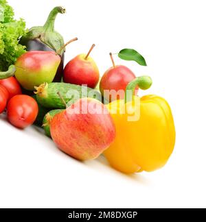 Sammlung-Obst und Gemüse auf einem weißen Hintergrund isoliert Stockfoto