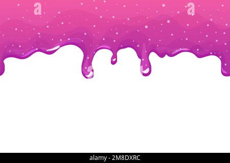 Schleimlila und Pink, Gelee-Glasur mit Tropfen im Cartoon-Stil, nahtlos isoliert auf weißem Hintergrund. Vektordarstellung Stock Vektor