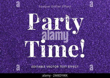 Glitter Party Zeit editierbarer Text Effekt Vorlage Vektor Stock Vektor