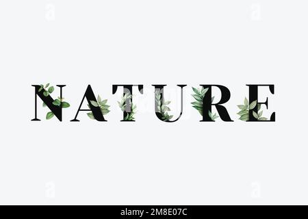 Botanische NATUR Vektor Wort Typografie Stock Vektor