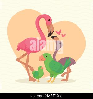 Vogelmütter und Säuglingstiere Stock Vektor