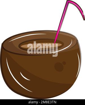 Isolierter farbiger Kokosnuss-Cocktail-Symbolvektor Stock Vektor
