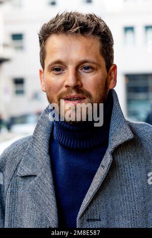 Mailand, Italien. 13. Januar 2023. Pierre Deladonchamps ist während der Mailänder Modewoche Menswear Herbst/Winter 2023/2024 in Mailand zu sehen. Kredit: SOPA Images Limited/Alamy Live News Stockfoto