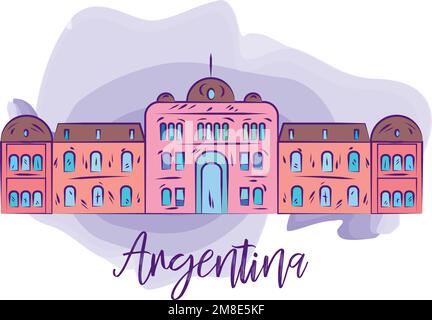 Isoliertes Casa rosada Präsidentenhaus in Argentinien Vector Stock Vektor