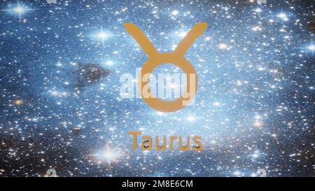 Taurus. Zodiac-Zeichen. Horoskop. Raumfahrt durch das Sternbild. Stockfoto