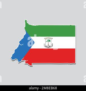 Eine Darstellung der Flagge Äquatorialguineas auf einer Karte Äquatorialguineas Stock Vektor