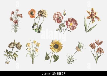 Vintage Blume Vektor handgezeichnete Illustration Set Stock Vektor