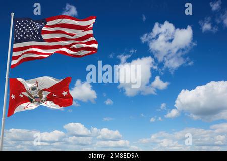 Flagge des stellvertretenden Stabschefs der United States Army winkt im Wind. USA Nationale Verteidigung. Speicherplatz kopieren. 3d-Illustration. Stockfoto
