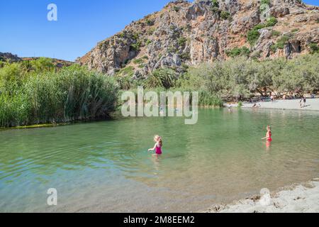 Blick auf den Fluss Megalopotamos, Rethymno, Kreta, griechische Inseln, Griechenland Stockfoto