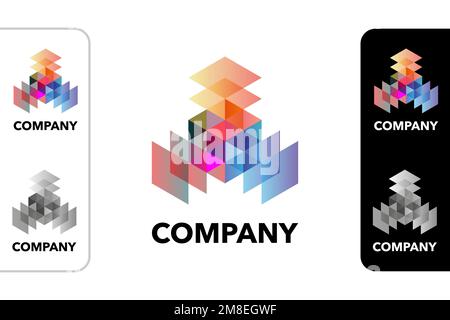 3D Vektorlogo für kubische farbige Brille. Kreatives, modernes, digitales, kubisches Logo. Stock Vektor