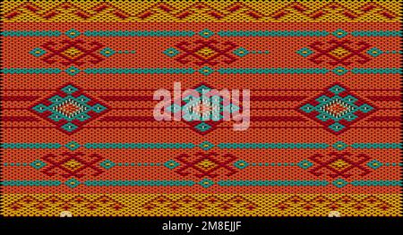 Ornament, Mosaik, ethnisch, Volksmuster. Er ist in hellen, saftigen, perfekt passenden Farben hergestellt. Stock Vektor