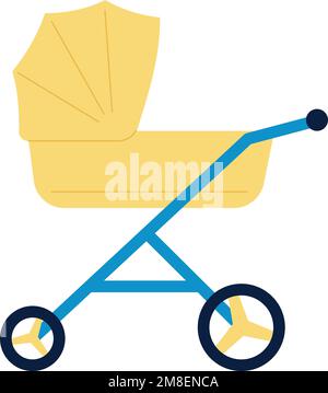 Buggy-Symbol. Gelber Kinderwagen. Kinderwagen Stock Vektor