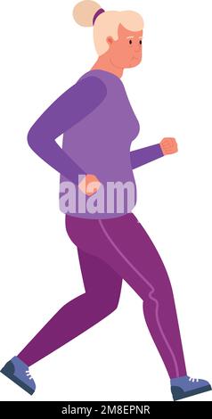 Jogging, alte Frau. Senior Running. Aktiver Lebensstil isoliert auf weißem Hintergrund Stock Vektor
