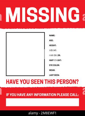 Vorlage Für Poster „Vermisste Person“ Stock Vektor