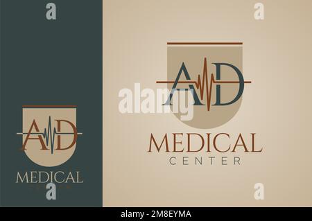 Medizinisches Logo basierend auf dem ersten Buchstaben AD Stock Vektor