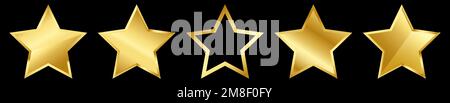 Goldene Sterne. Vektordarstellung isoliert auf schwarzem Hintergrund Stock Vektor